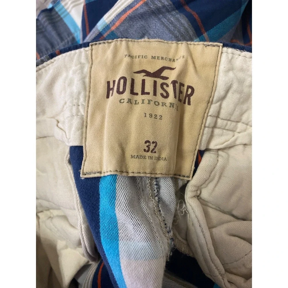 Hollister Plaid Shorts‎ Preppy Men's Casual Blue White Size 32